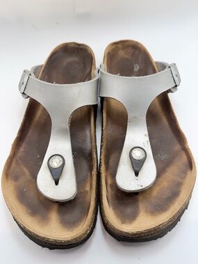 Birkenstock Silver Toe-Post Sandals